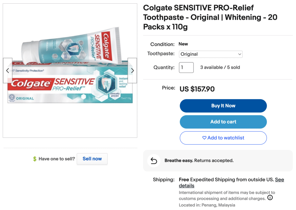 cara menjual di eBay dengan menjual ubat gigi colgate